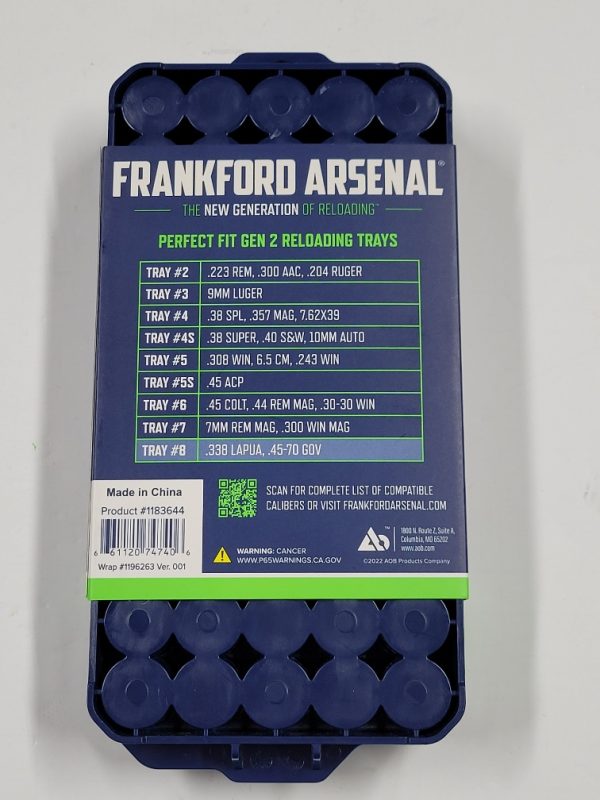 1183644 Frankford Arsenal Perfect Fit Reloading Tray #8 .338 Lapua .45-70 Gov 2/ct