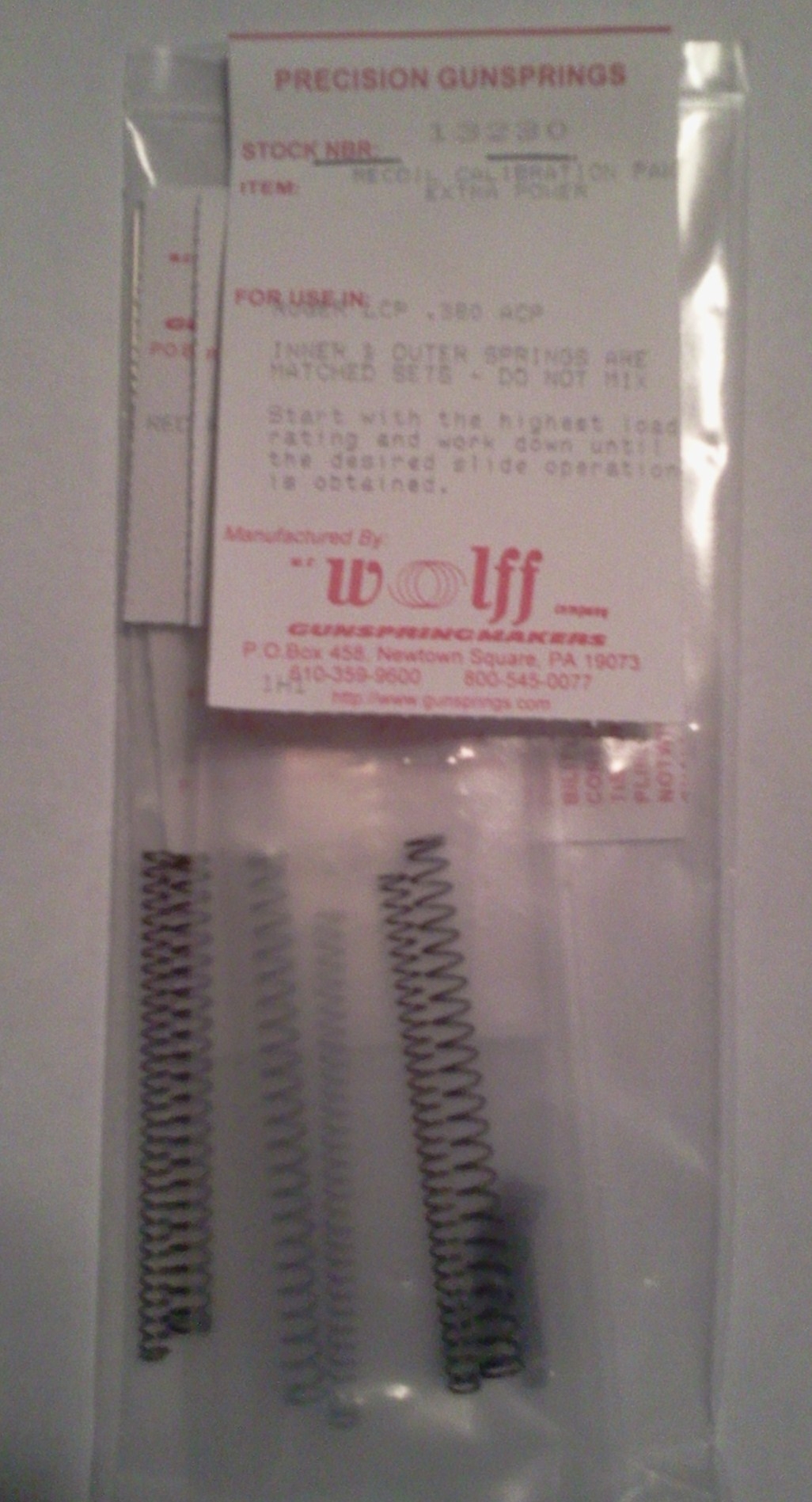 thumbnail image 2 of Wolff Extra Power 13 Lb Recoil Spring For Ruger LCP & LCP II .380 (Part #54713) 2 of 5