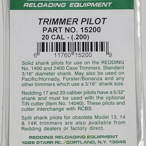 15200 Redding Hornady Forster 20cal 5mm Trimmer Pilot