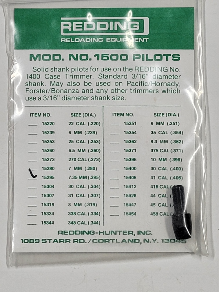 15295 Redding Hornady Forster 7.35mm (.295") Trimmer Pilot