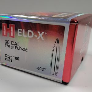 3074 Hornady 30 Cal .308 178 gr ELD-X® Bullets Box of 100