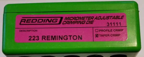 31111 Redding Micro-Adjustable Taper Crimp Die 223 Rem 5.56