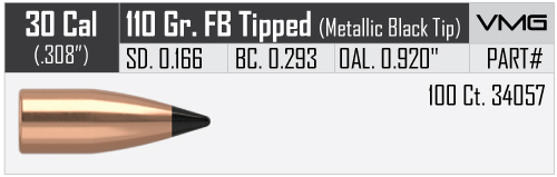 34057 Nosler Ballistic Tip .308" 110 gr Varmageddon Bullets 100