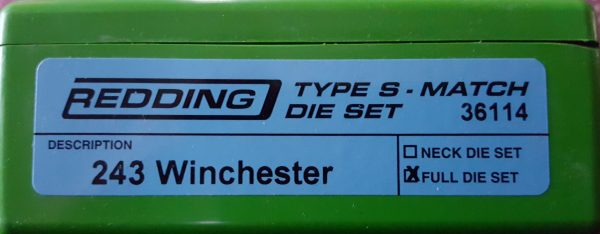 36114 Redding Type-S Match Bushing Full Die Set 243 Winchester