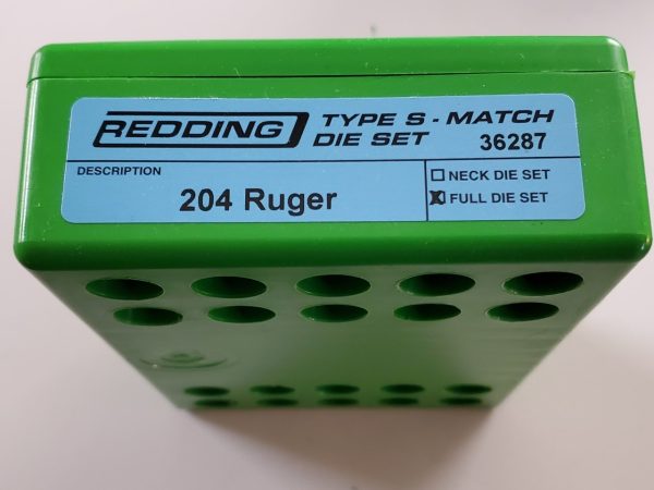 36287 Redding Type-S Match Bushing Full Die Set 204 Ruger