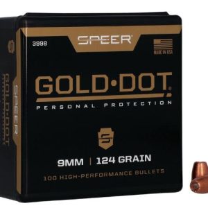 3998 Speer Bullet .355" 9mm 124 grain Gold Dot Hollow Point Box 100