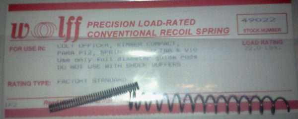 49022 Wolff 1911 Officers 22LB 45acp Recoil Spring Factory Std