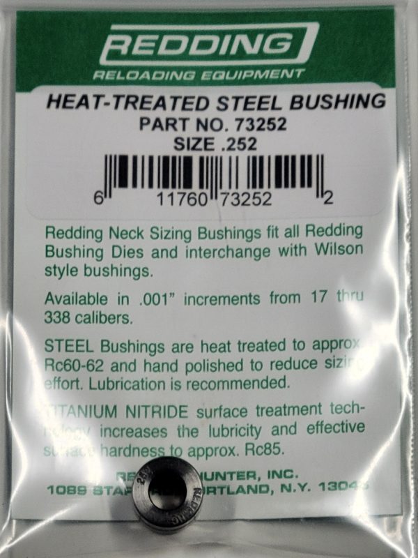 73252 Redding Heat Treated Steel Neck Size Bushing .252"