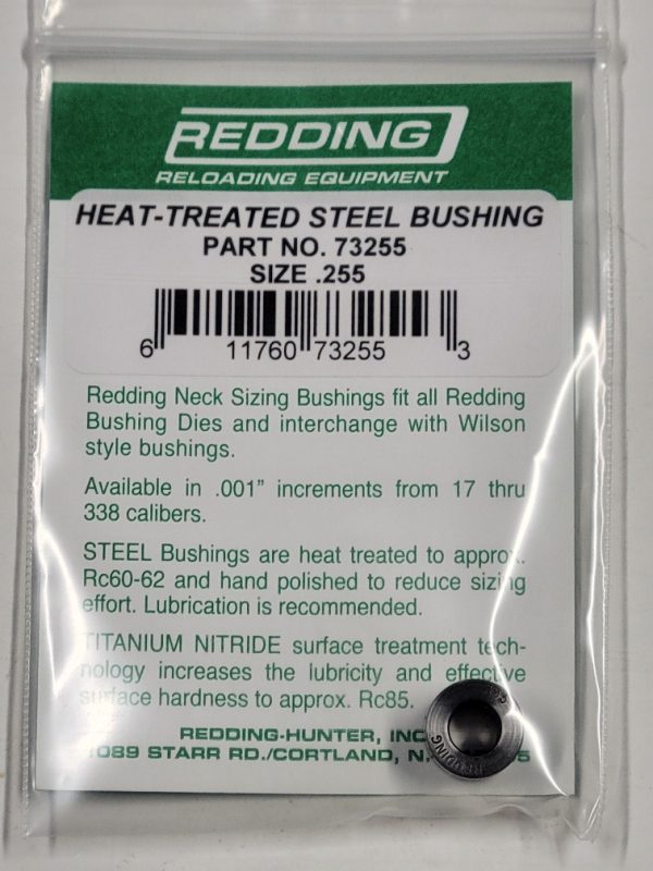 73255 Redding Heat Treated Steel .255" Neck Size Bushing