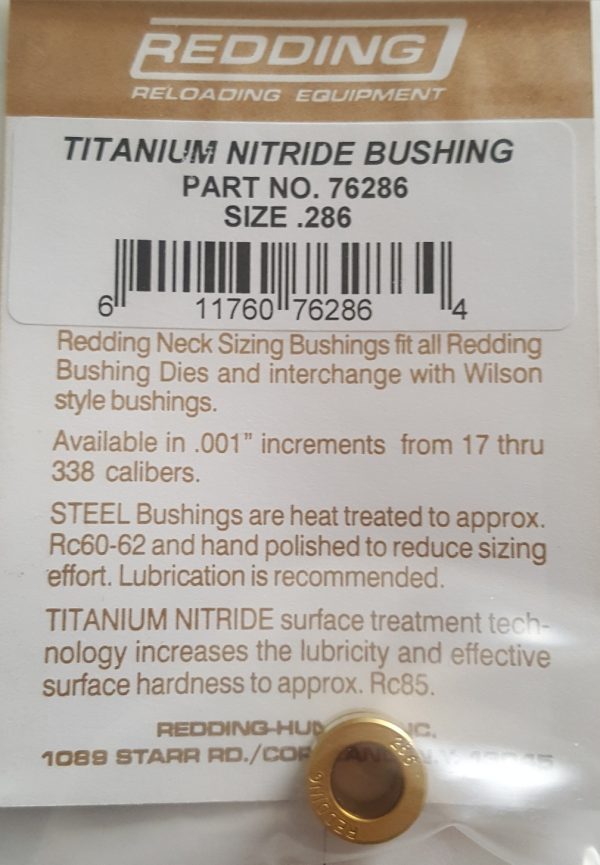 76286 Redding Titanium Nitride Neck Size Bushing