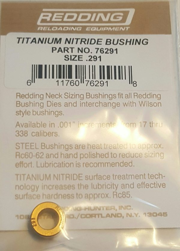 76291 Redding Titanium Nitride Neck Size Bushing