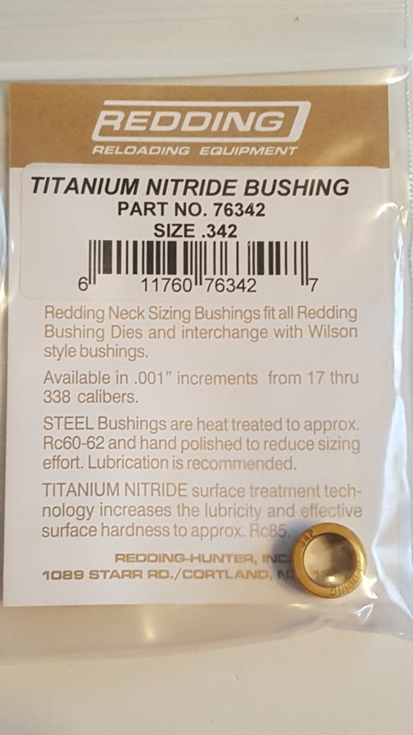 Redding Titanium Nitride Neck Sizing Bushing - .334 (76334) - Brand New