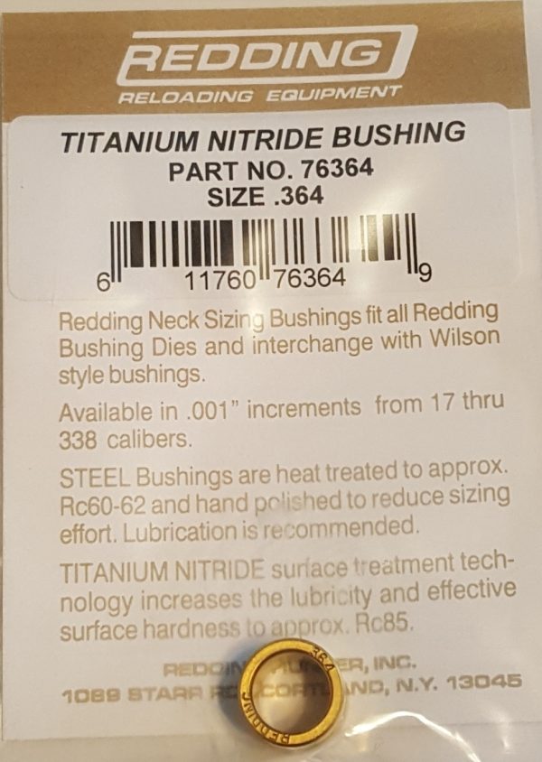 76364 Redding Titanium Nitride Neck Size Bushing