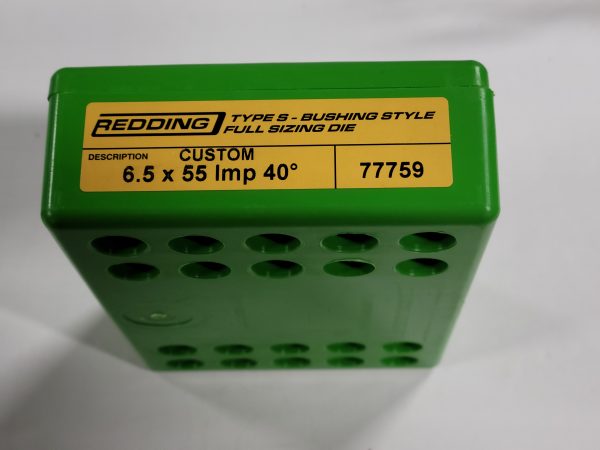 77759 Redding CUSTOM Type-S Full Length Bushing Size Die 6.5 X 55 Imp 40* - Image 2