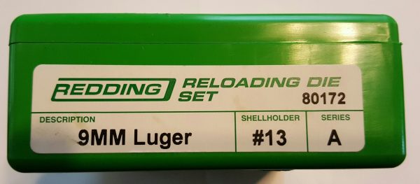 80172 Redding 3-Die Straight Wall Full Length Die Set 9mm Luger