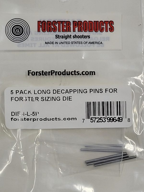 DIE-I-L-5P Forster STANDARD 1" Long Replacement Decapping Pins 5-Pack