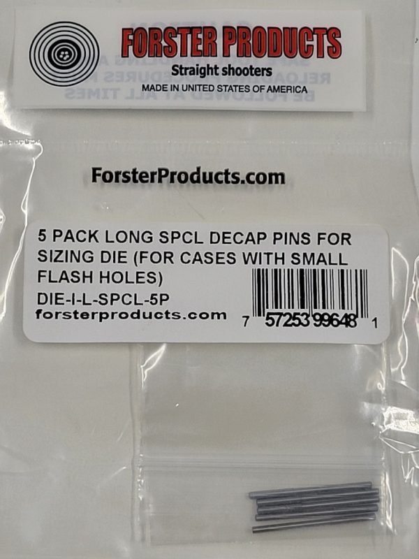 DIE-I-L-SPCL-5P Forster SPECIAL 1" Long Replacement Decapping Pins 5-Pack