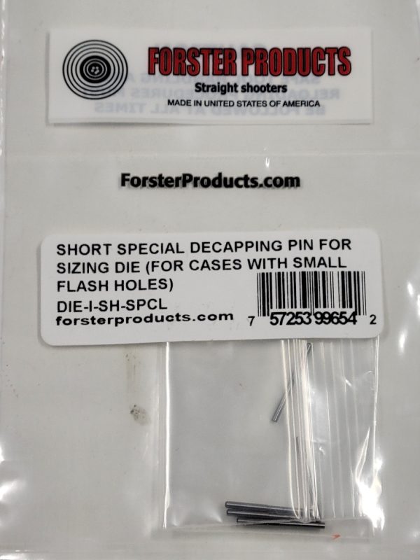 DIE-I-SH-SPCL-5P Forster SPECIAL .75" SHORT Replacement Decapping Pins 5-Pack