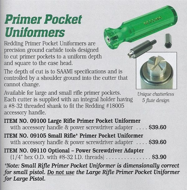 0910x Redding Primer Pocket Uniformer Large AND SMALL