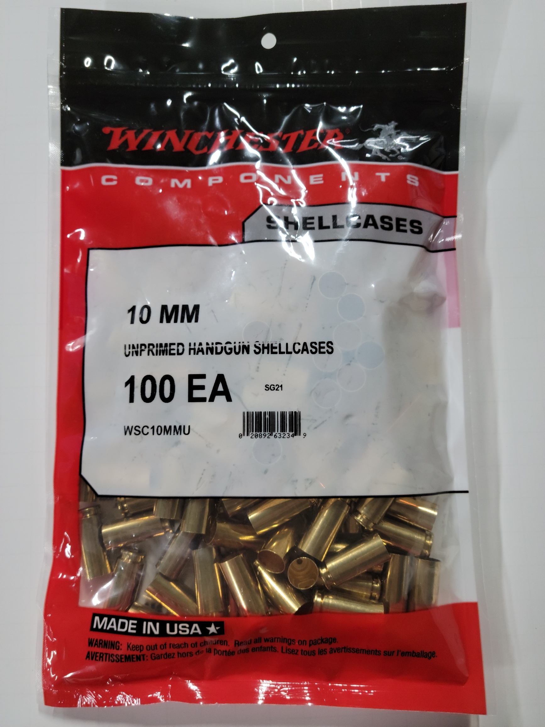WSC10MMU Winchester Brass 10mm Auto Bag of 100