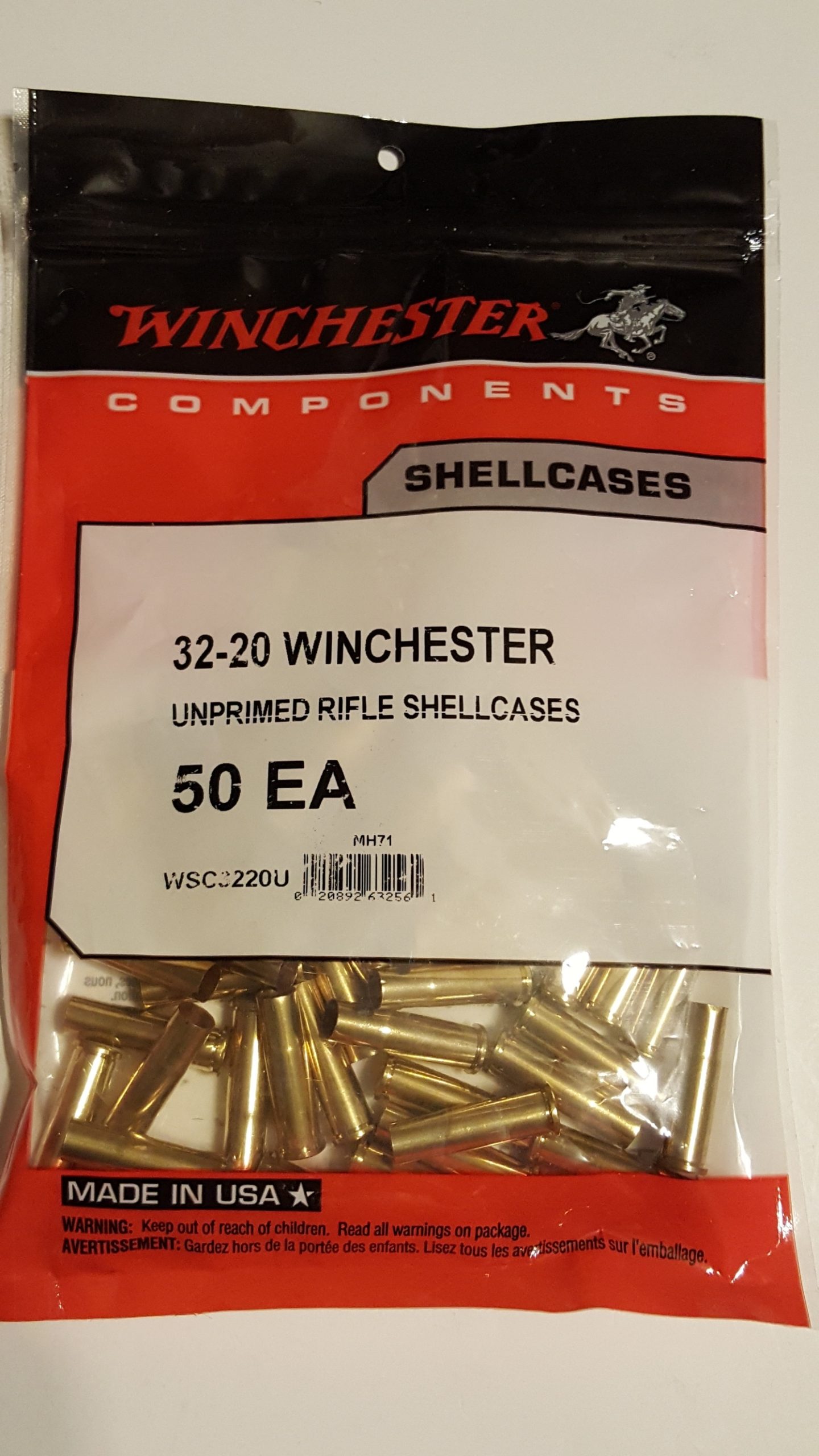 WSC3220U Winchester Brass 32-20 WCF Winchester Bag of 50
