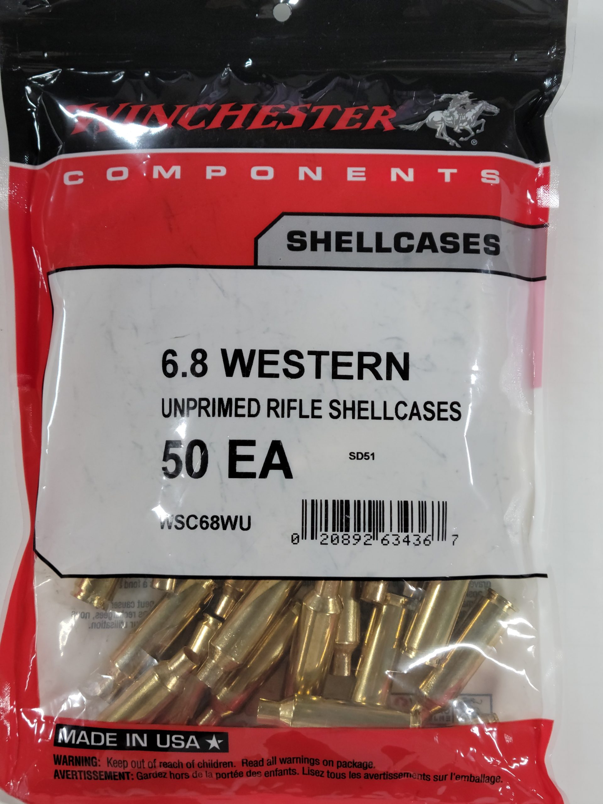 WSC68WU Winchester Brass 6.8 Western Bag of 50